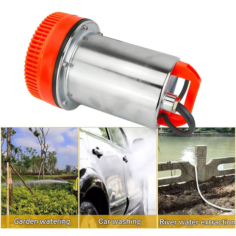 12V Submersible Deep Well Water Pump With 1 Inch Outlet For Irrigation And Home Use Upgraded Copper Motor Shown With Use Cases