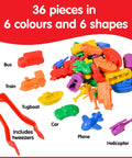 Slick Transport Counters Mini Jar Set Of 36 Durable Plastic Math Manipulatives With Tweezers, showcasing 36 colorful transport counters.