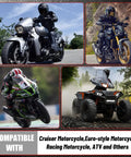 Collage of various motorcycles and an ATV with compatibility text, highlighting different motorcycle styles.