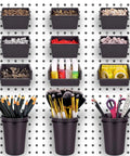 Pegboard Bins And Hooks Set For Garage And Workshop Organization No Fuss 12 Pack Pegboard Cups With Hooks And Loops Universal Fit