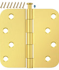 Three Pack Four Inch Exterior Door Hinges Brushed Gold With Five Eighths Inch Radius Corners Removable Pin Heavy Duty For Front And Back Doors Anti Rust No Squeaks Built To Last