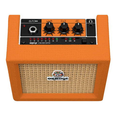 Crush Mini 3 Watt Guitar Amp Combo With Volume Shape And Gain Controls, Portable Practice Amp With Silent Headphone Output, Easily Switch To A Full Amp When You Plug In A Cab For Gig Worthy Tone, top view showcasing controls