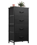 Four Drawer Dresser With Fabric Storage Tower And Wood Top Must Have Space Saving Closet Organizer, steel frame, side view