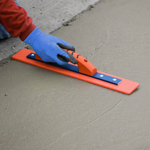 Orange Thunder Workhorse Hand Float With KO 20 Technology And ProForm Handle 16 Inch By 3 Inch Curved Surface for drywall and concrete.