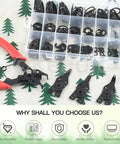 All In One Snap Ring Kit For M4 To M28 External C Clips And E Clips With Pliers And Tweezers 312Pcs Heavy Duty Alloy Steel Assortment Set With 21 C Clip Sizes And 10 E Clip Sizes By Keadic, showing organized assortment in a box with tools.