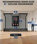 Backyard Golf Hitting Net For Indoor Outdoor Practice 10x8ft With Heavy Duty Netting and Side Barriers, shown with dimensions.