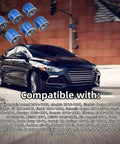 Black Hyundai car with Six Pack Engine Oil Filter And Drain Plug Gasket Kit Fits Hyundai Elantra Santa Fe Sonata Accent Kona And Kia Forte Forte5 From 1997 To 2024 Replaces 26300 35504 MZ690116 floating above