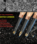 Pro Grade Carbide Wood Lathe Turning Tool Set with cemented carbide tips and beech wood handles, focus on blade coating and material.