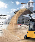All Terrain Rubber Tracked Skid Steer Loader With Heavy Duty Build And High Flow Hydraulics pouring sand at construction site