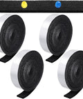 Four rolls of black heavy duty polyester self stick felt strips with adhesive backing, each 1 inch wide x 120 inch long, for furniture protection and DIY projects.