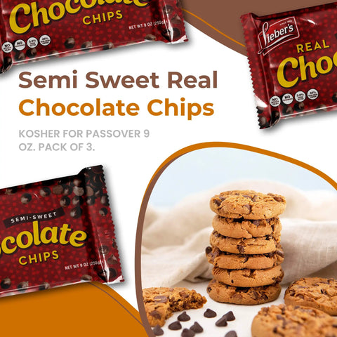 Vegan Semi Sweet Real Chocolate Chips For Baking Three 9 Oz Bags Gluten Free Dairy Free Kosher Parve Low Calorie Chips For Cookies And Desserts