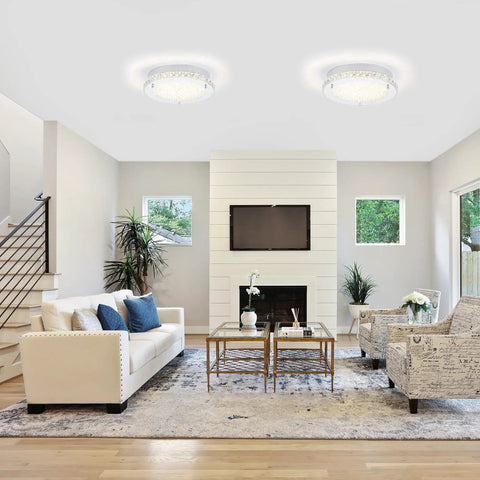 Brighten Up Your Space With A Modern 11 Inch Flush Mount Crystal LED Ceiling Light 4000K Daylight White 1980 Lumens K9 Crystal Beads