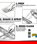 Heavy Duty Flex Seal Silicone Spray Is The Ultimate Gunk Buster For Your Home And Auto depicting application steps for best results.