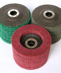 15-Piece Nylon Fiber Flap Disc Set For Angle Grinder, 4.5 By 0.875 Inch Buffing And Polishing Wheels, three stacked discs