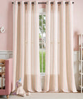Candy Stripe Linen Curtains For Kids Room Two Panels 96 Inch Length Kid Friendly Grommet Window Treatments Light Filtering