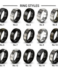 Straight Fly Tungsten Carbide Ring With Latitude Longitude Grid Map Design, various styles displayed for selection.
