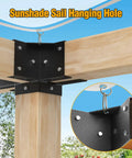 4 Way Pergola Brackets Kit Heavy Duty 4x4 Wood Corner Brackets With Screws, actual size 3.65x3.65 inches, installed on wood beam.