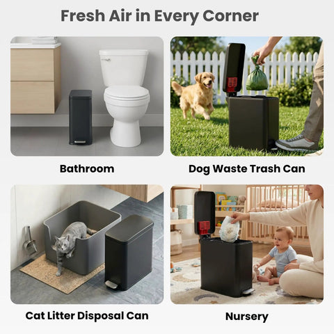 3 Gallon 12 Liter Dog Poop Trash Can With Lid And AbsorbX Odor Filter For Outdoor Use Rust Proof Matte Black Stainless Steel Pet Waste Bin With Soft Close Step Pedal For Backyard Bathroom And Office