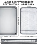 Extra Large Oven Air Fryer Basket Set, Stainless Steel Tray, Large Capacity 17.5 X 11.8 Inches, Two Piece Roasting Baking Sheet For Oven