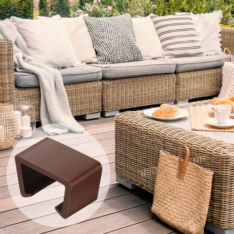 Durable Outdoor Patio Furniture Clips Set For Brown Wicker And Rattan Chairs Sectional Sofa Clips Connectors shown with close-up