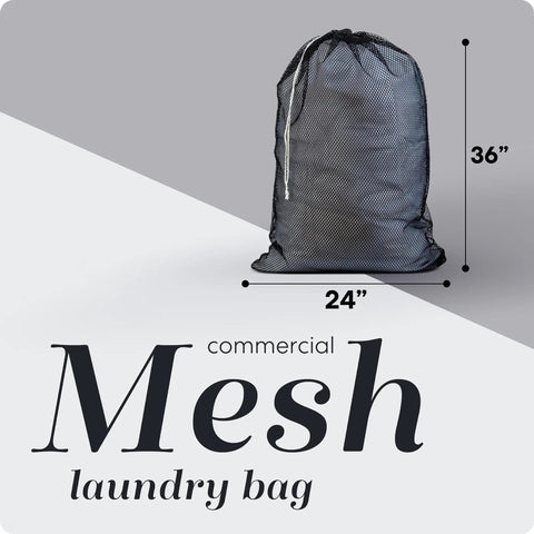 Heavy Duty Mesh Laundry Bag Large 24 By 36 With Secure Drawstring Closure Machine Washable displayed with measurements