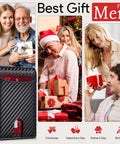 Ultra Slim RFID Blocking Wallet For Men With 12 Card Capacity shown as gift in Christmas-themed setting with couples.