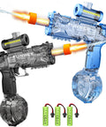 Electric Water Guns 2 Pack Light Up Auto Squirt Blasters for Kids and Adults, High Powered Fully Auto Water Cannon with Long Range Burst, Battery Operated Fun for Pool Parties, Black and Blue