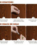 Instructions for using the Comprehensive Wood Furniture Repair Kit With Slick Touch Up Markers And Premium Wax Sticks.