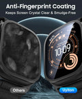 Apple Watch Ultra 49mm Screen Protector With Titanium Alloy Frame And 9H Tempered Glass For Ultra 3 2 1 Military Grade Protection Touch Sensitive Black 2 Pack Snug Fit Tough Shield anti-fingerprint coating.