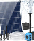 Solar Fountain Pump 12W With 160GPH Flow, Submersible And Adjustable Output for garden water features, showing solar panel and pump