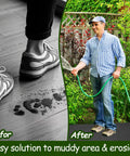 Before and after image showing 2 Pack Recycled Felt Mulch Mat Roll for Landscaping 8.2 Ft by 2 Ft Black Garden Pathway Fabric