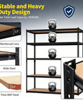 The Real McCoy 5 Tier Heavy Duty Garage Storage Shelves Metal Rack Fits Kitchen Pantry Basement Laundry with 2500 Lbs Capacity Adjustable Panels 48 X 24 X 72 Inches for All Your Gear showing heavy-duty design and adjustable shelves.