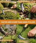 Pro Grade Japanese Garden Hoe And Sickle For Quick Weeding And Cultivating Hand Crafted With A Sharp 4.29 Inch Blade in use