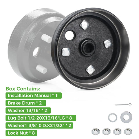 Electric Golf Cart Brake Drum Hub Assembly For EZGO TXT with components including washers, lock nuts, and lug bolts.