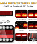 SAKFEP magnetic wireless trailer light kit; red LED modules with reflector for tail, brake, turn, reverse, and license.