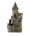 Outdoor Floor Tiered Fairy Castle Waterwheel Fountain With Realistic Stone Look Brown Finish, Includes Internal Pump For Quick Plug In Setup, Chill Water Flow For Yard, Patio, Or Garden Decor