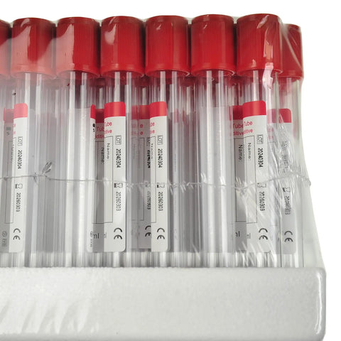 Veterinary Lab Vacuum Blood Collection Tubes No Additive 5ml Red Cap 100 Count for Vet Clinics, easy to use secure seal.