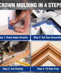 Crown molding step-by-step with 7.3 Inch Aluminum Miter Bevel Gauge Precision Angle Finder for accurate cuts.