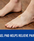 Advanced Healing Waterproof Bandages Assorted Sizes 10 Count applied to foot for cuts or blisters relief on wooden floor