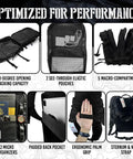 Image showcasing features of the Elite 45L Tactical Backpack For Work And Missions, including compartments and ergonomic design.