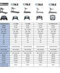 Comparison chart of treadmills including model, price, motor, belt details, and more for brands like True and Woodway.