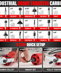 Powerful 6.5 Amp Compact Wood Router Tool For Woodworking With 6 Variable Speeds And 15 Piece Tungsten Carbide Bits set up guide.
