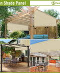Universal Pergola Shade Cover Replacement Canopy showcasing usage on deck, patio, and porch in beige.