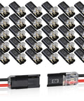 Double Wire Plug In Connector Kit For Low Voltage LED Light Strips With Locking Buckle, 2 Pin Quick Disconnect Connectors For DIY And Repair, Tool Free Easy Cable Insertion, No Wire Stripping Needed, Compatible With 18 To 22 AWG, black 2-pin connectors
