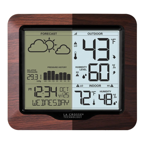Backlit Wireless Forecast Weather Station With Pressure And Temp Trends Indoor Outdoor Temp Humidity 24 Hour Pressure History