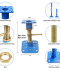 Heavy Hitter House Jacks For Permanent Leveling Built Like A Tank Adjustable Screw Support Post 10000lb blue steel details with measurements.