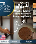 No More Drifting Or Bouncing Heavy Duty Furniture Leveler Pads Fix Wobbly Tables And Chairs Featuring Grippy Rubber applied under table leg.