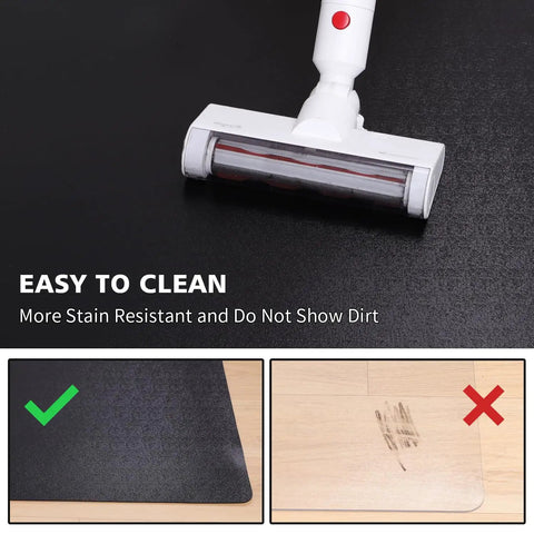 Waterproof Vinyl Floor Mat Area Rug Protector For Under Dining Table in use, demonstrating stain resistance and easy cleaning.