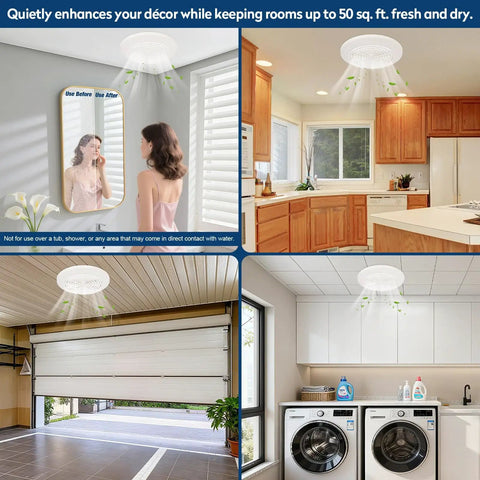 50 CFM Low Noise Bathroom Exhaust Fan With 1.0 Sones 7 Inch Ceiling Vent For Bathroom Kitchen Garage Mobile Home And Home Ventilation Quiet Durable Venting For Bathrooms Laundry Rooms Studios And Small Homes Easy Install in various room settings