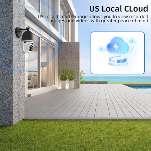 Installed Dual Band Bulb Security Cam With 5G And 2.4G WiFi, 2K Clarity, Outdoor Wireless Spotlight on modern building